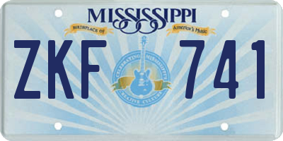 MS license plate ZKF741