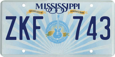 MS license plate ZKF743