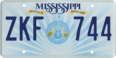 MS license plate ZKF744
