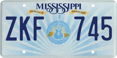 MS license plate ZKF745