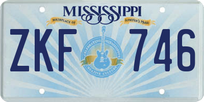 MS license plate ZKF746