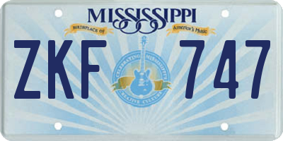 MS license plate ZKF747