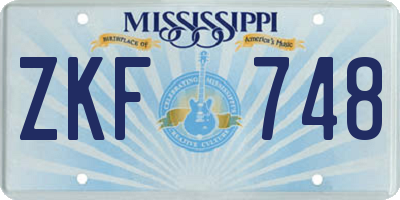 MS license plate ZKF748