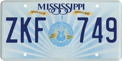 MS license plate ZKF749
