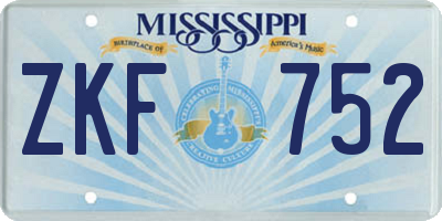 MS license plate ZKF752