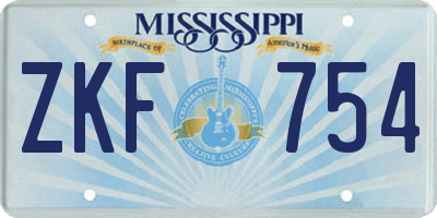 MS license plate ZKF754