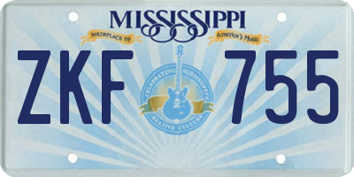MS license plate ZKF755