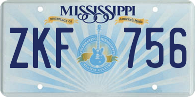 MS license plate ZKF756