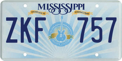MS license plate ZKF757
