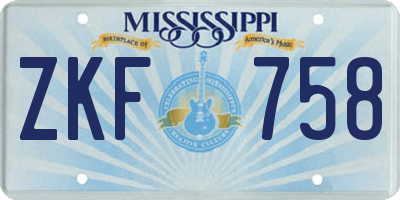 MS license plate ZKF758