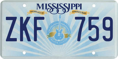 MS license plate ZKF759