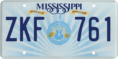 MS license plate ZKF761