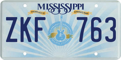 MS license plate ZKF763