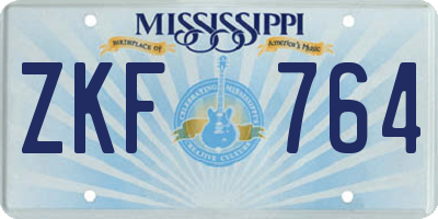 MS license plate ZKF764