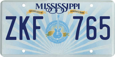 MS license plate ZKF765