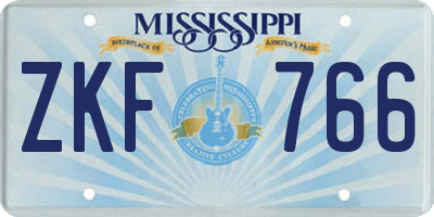MS license plate ZKF766