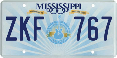 MS license plate ZKF767