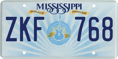 MS license plate ZKF768