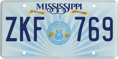 MS license plate ZKF769