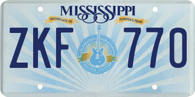 MS license plate ZKF770