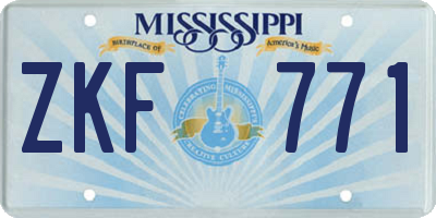 MS license plate ZKF771