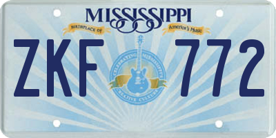 MS license plate ZKF772