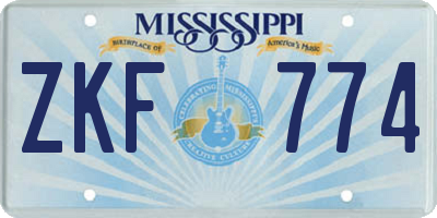 MS license plate ZKF774