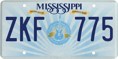 MS license plate ZKF775