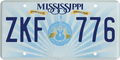 MS license plate ZKF776