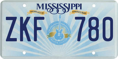MS license plate ZKF780