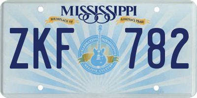 MS license plate ZKF782