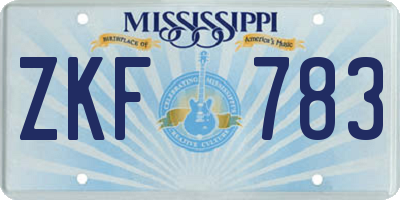 MS license plate ZKF783