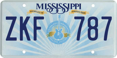 MS license plate ZKF787