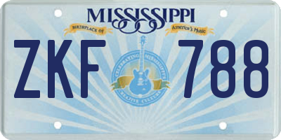 MS license plate ZKF788