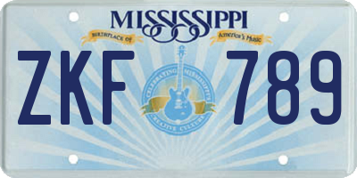 MS license plate ZKF789