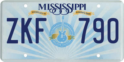 MS license plate ZKF790