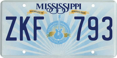 MS license plate ZKF793