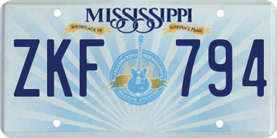 MS license plate ZKF794