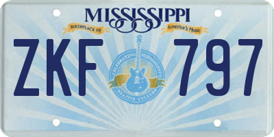 MS license plate ZKF797