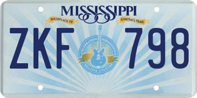 MS license plate ZKF798