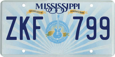 MS license plate ZKF799