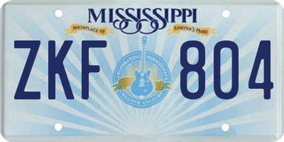 MS license plate ZKF804