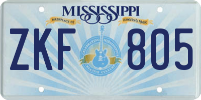 MS license plate ZKF805