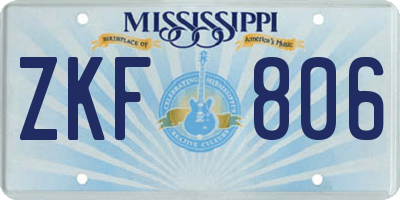 MS license plate ZKF806
