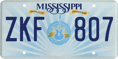 MS license plate ZKF807