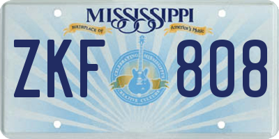 MS license plate ZKF808