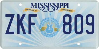 MS license plate ZKF809