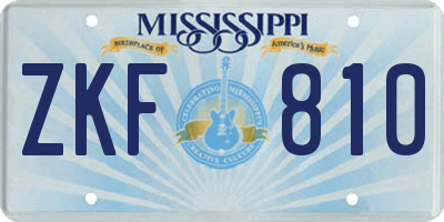 MS license plate ZKF810