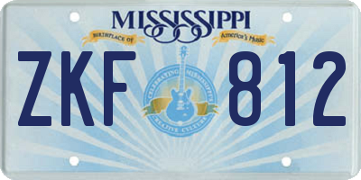 MS license plate ZKF812