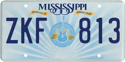 MS license plate ZKF813